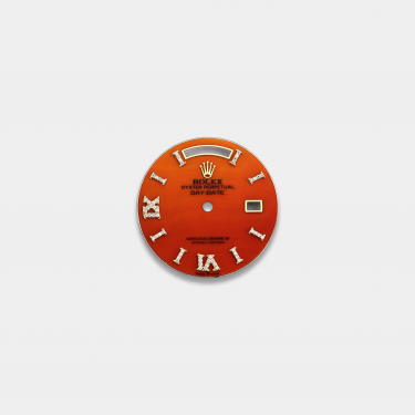 롤렉스 데이데이트 36mm 커스텀다이얼 홍옥수(Carnelian) 다이얼 옐로골드용 로만 다이아 인덱스