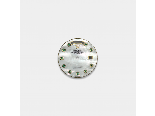 롤렉스 데이데이트 36mm 커스텀다이얼 백자개(MOP) 다이얼 옐로골드용 에메랄드 인덱스