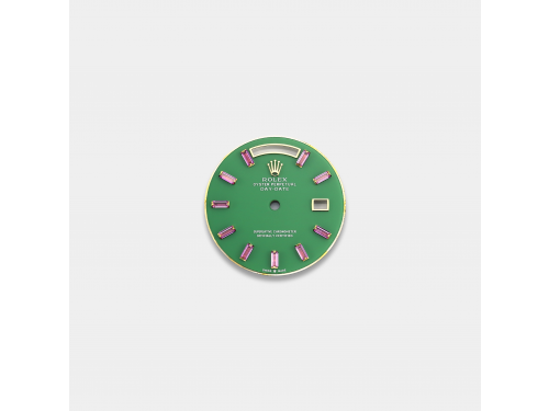 롤렉스 데이데이트 36mm 커스텀다이얼 옥(Polar Jade) 다이얼 옐로골드용 바게뜨 루비 인덱스