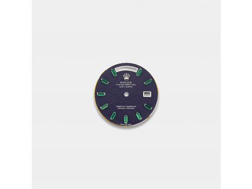 롤렉스 데이데이트 36mm 커스텀다이얼 자수정(Amethyst/Purple Stone) 다이얼 화이트골드용 바게뜨 에메랄드 인덱스