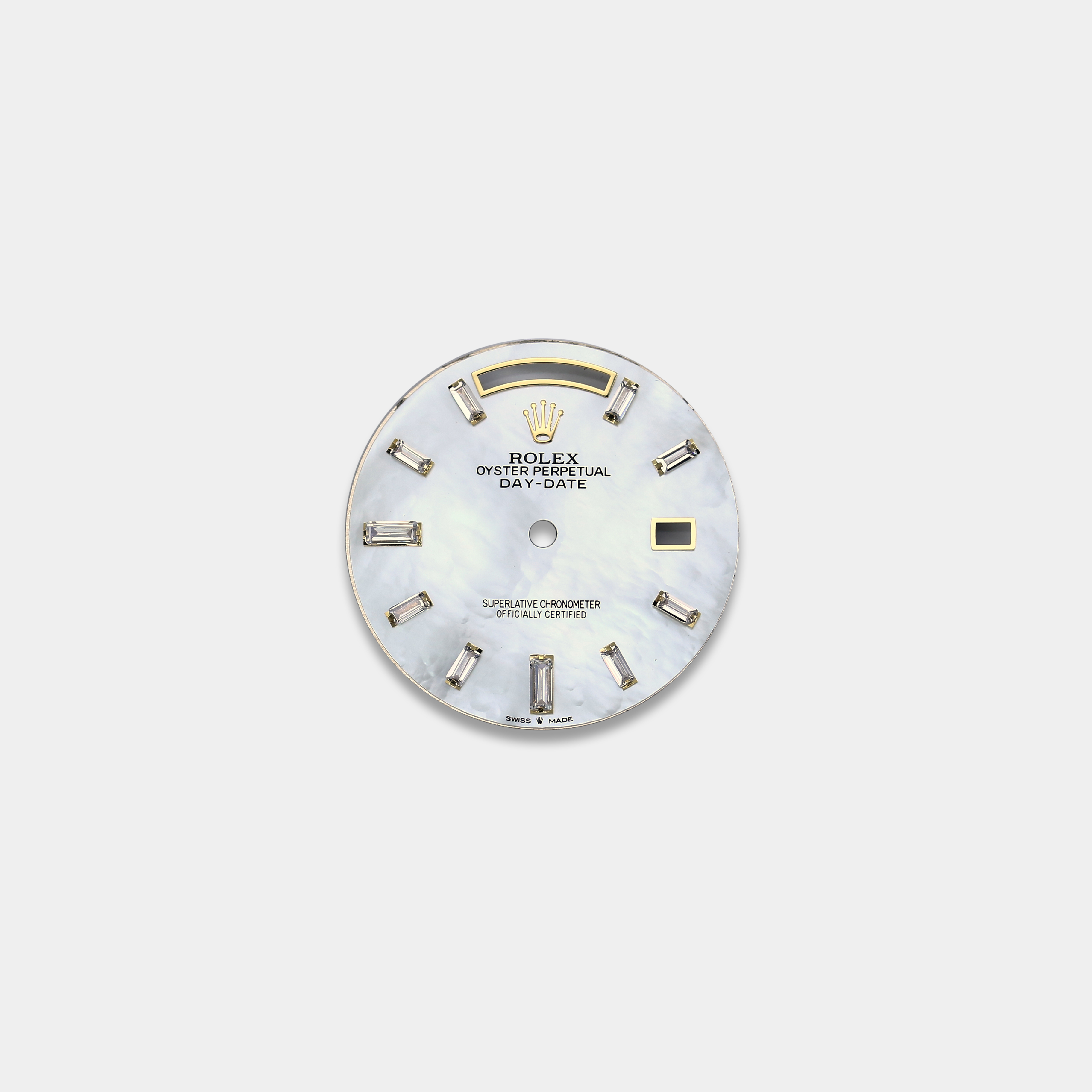 롤렉스 데이데이트 40mm 커스텀다이얼 자개(MOP) 다이얼 옐로골드용 바게뜨 다이아 인덱스