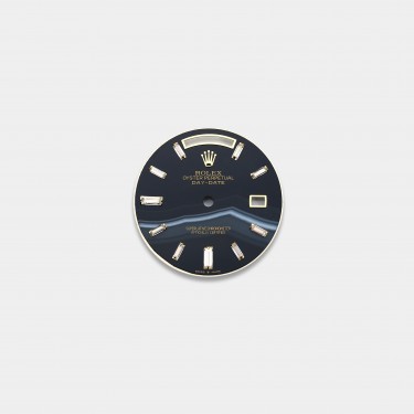 롤렉스 데이데이트 40mm 커스텀다이얼 마노(Black Agate) 다이얼 옐로골드용 바게뜨 다이아 인덱스