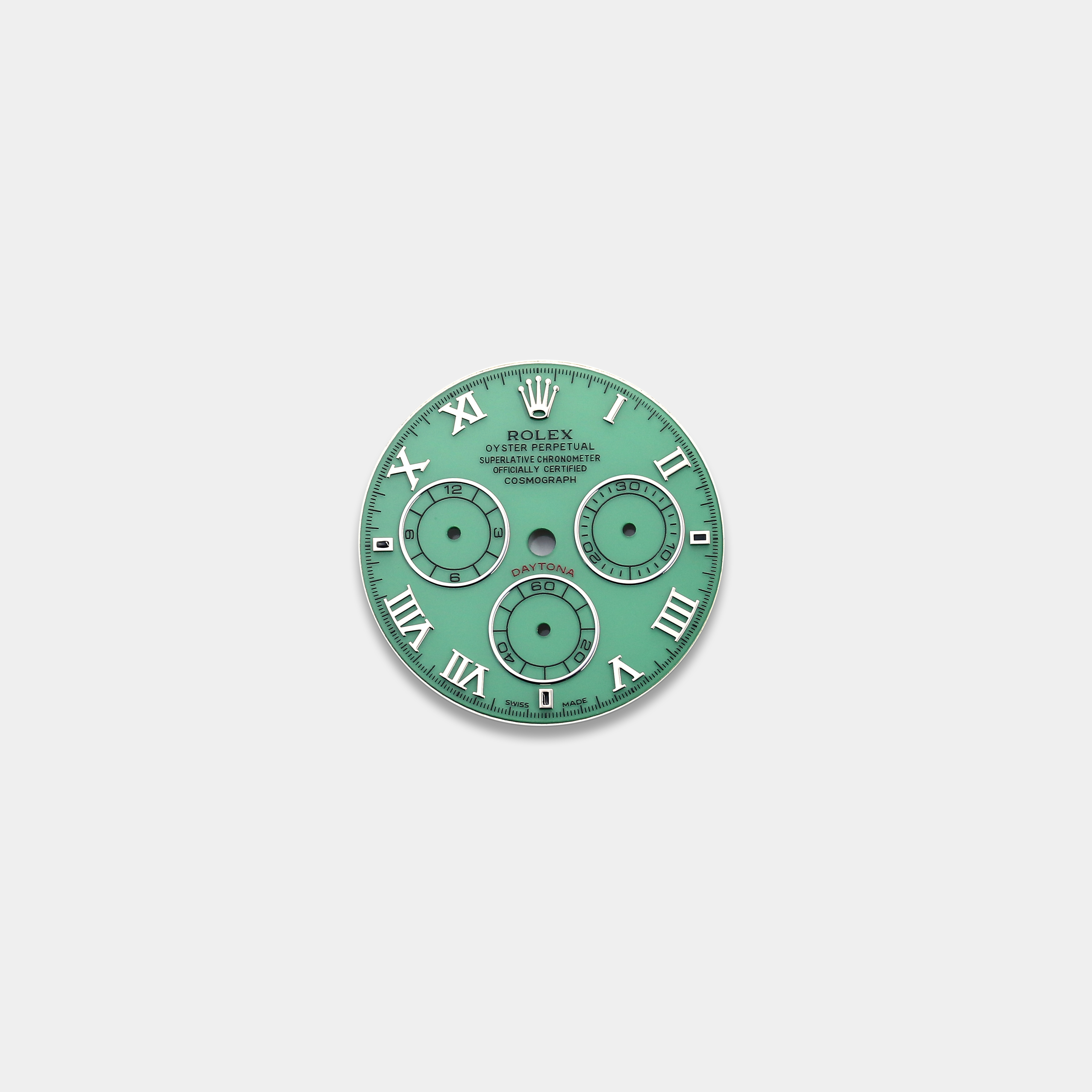 롤렉스 데이토나 커스텀다이얼 녹석영(Chrysoprase) 다이얼 화이트골드용 로만 인덱스(데이토나비치에디션)