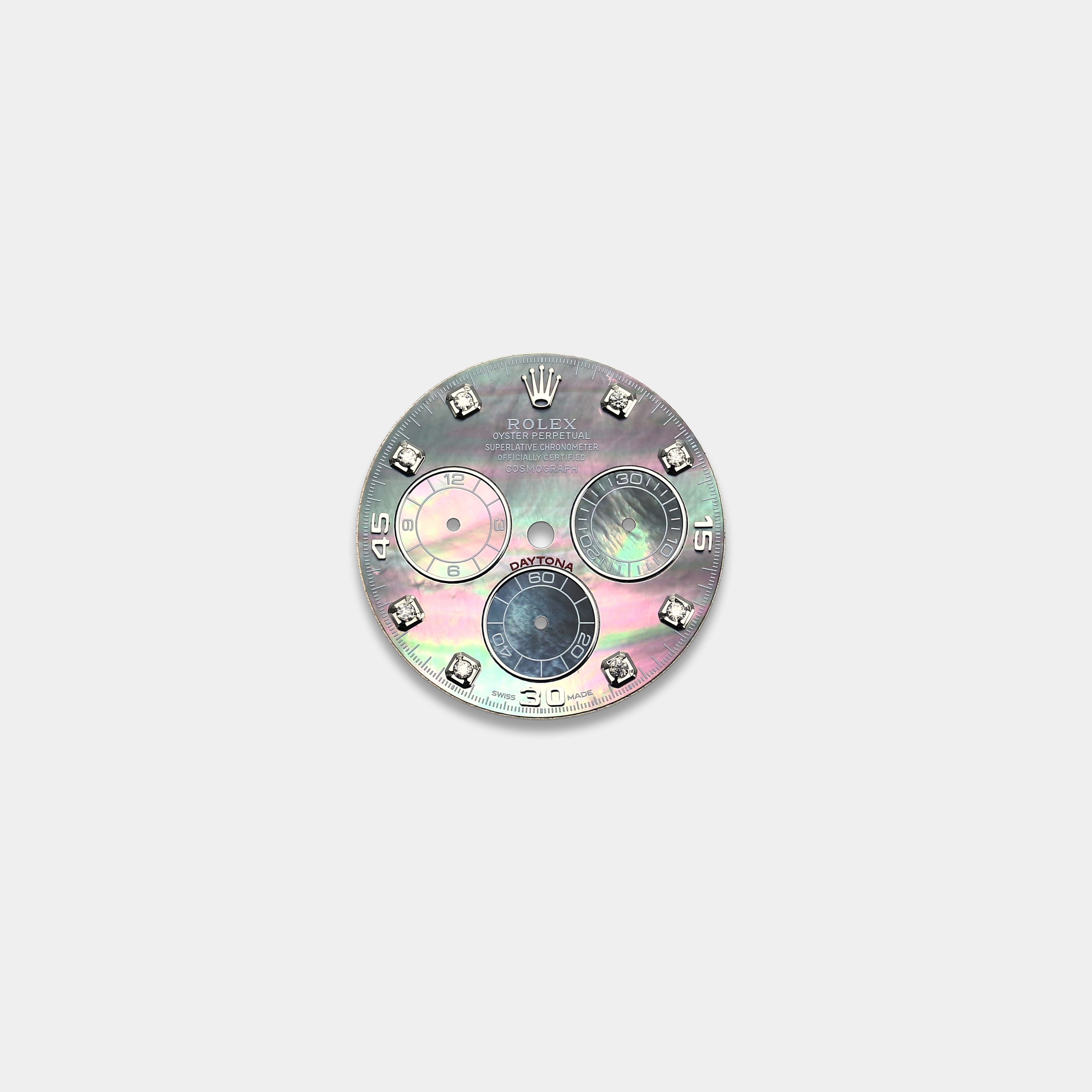 롤렉스 데이토나 커스텀다이얼 흑자개(Tihitian MOP) 다이얼 화이트골드용 8p 다이아 인덱스(15 30 45)