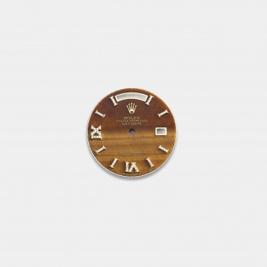 롤렉스 데이데이트 36mm 커스텀다이얼 호안석(Tiger Eye) 다이얼 옐로골드용 로만 다이아 인덱스