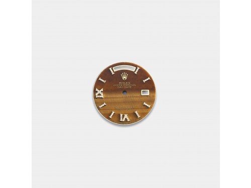 롤렉스 데이데이트 36mm 커스텀다이얼 호안석(Tiger Eye) 다이얼 옐로골드용 로만 다이아 인덱스