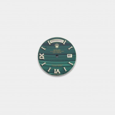 롤렉스 데이데이트 36mm 커스텀다이얼 공작석 (malachite) 옐로골드용 다이아 로만 인덱스