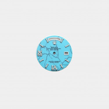 롤렉스 데이데이트 36mm 커스텀다이얼 터키석 터쿼이즈(turquoise) 화이트골드용 로만 다이아 인덱스