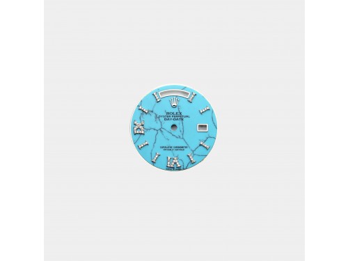 롤렉스 데이데이트 36mm 커스텀다이얼 터키석 터쿼이즈(turquoise) 화이트골드용 로만 다이아 인덱스
