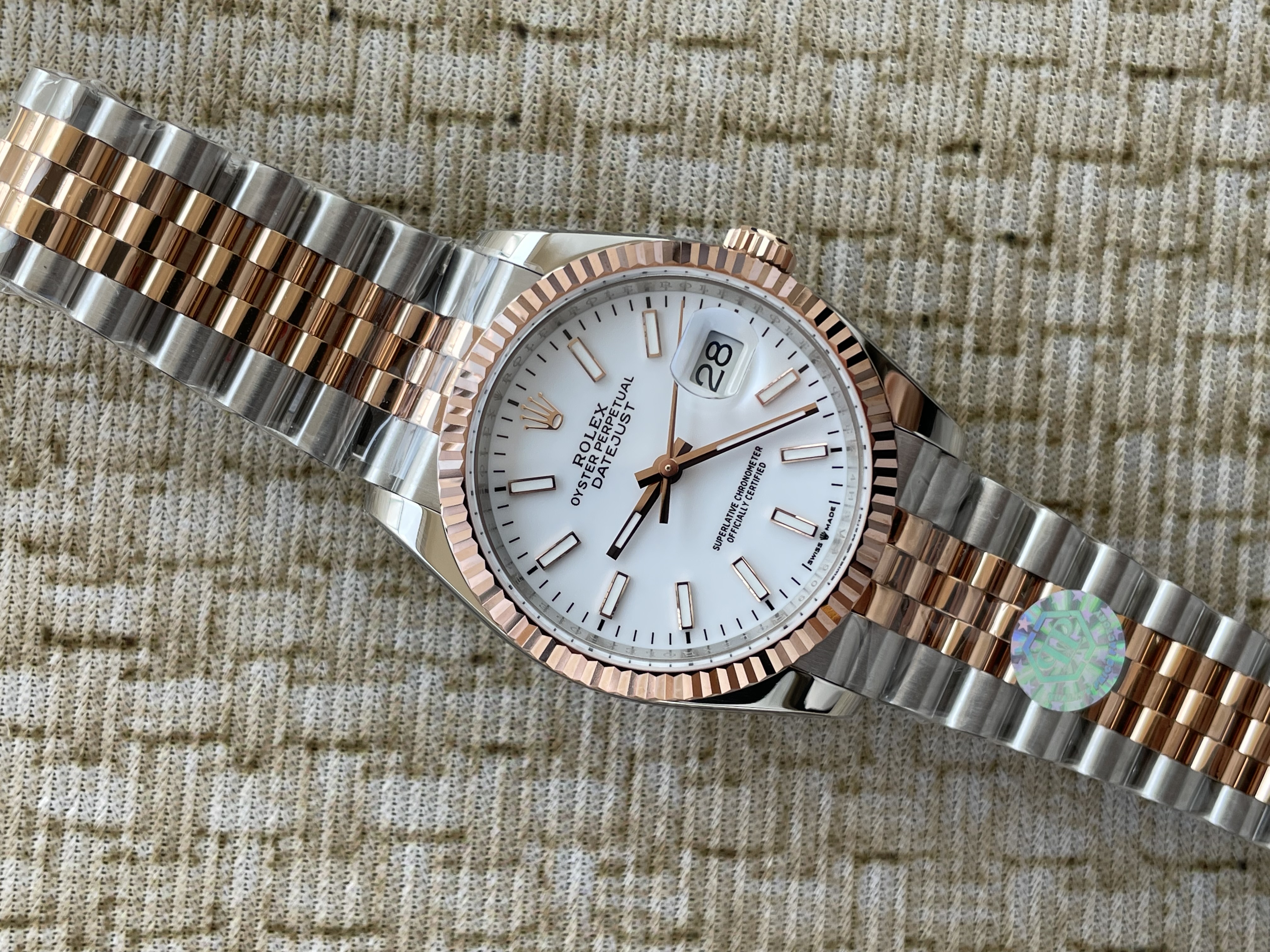 QP공장 롤렉스 데이저스트 36미리 최신형 로즈골드 콤비 화이트 바인덱스