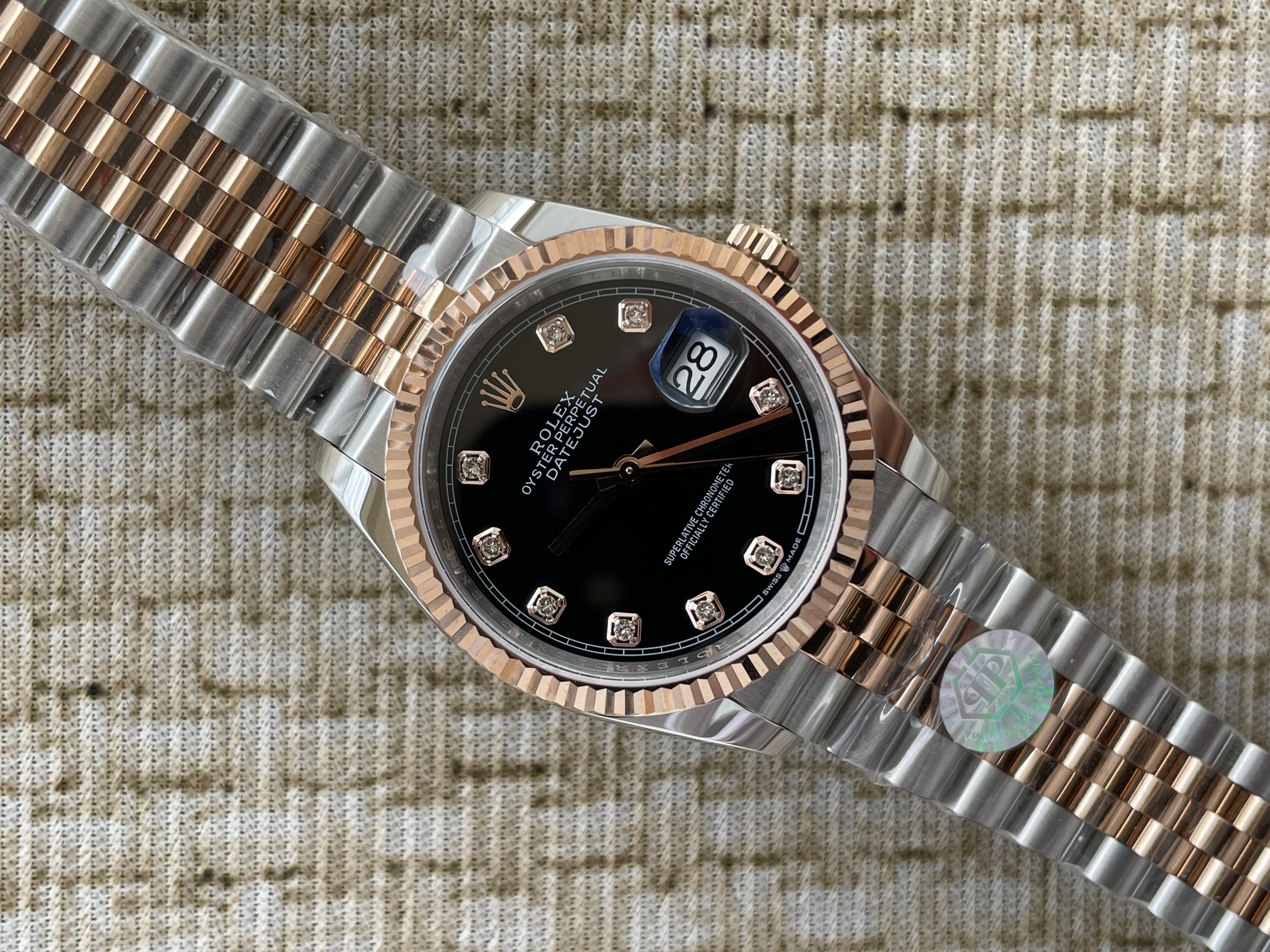 QP공장 롤렉스 데이저스트 36미리 최신형 로즈골드 콤비 블랙 텐포인트