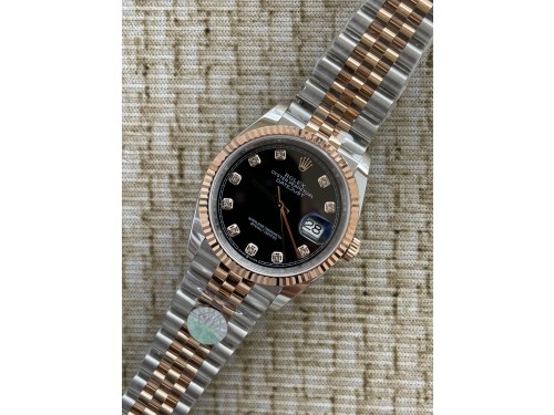 QP공장 롤렉스 데이저스트 36미리 최신형 로즈골드 콤비 블랙 텐포인트