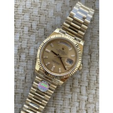 QP공장 롤렉스 데이데이트40 옐로우골드 텅스텐 골드바게트다이얼 스틸브레이슬릿 208~211g로