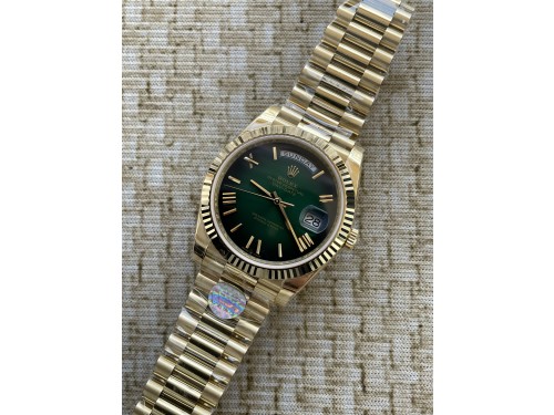 QP공장 롤렉스 데이데이트40 옐로우골드 텅스텐 그린옴브레로만다이얼 스틸브레이슬릿 208~211g로