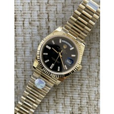 QP공장 롤렉스 데이데이트40 옐로우골드 텅스텐 블랙바게트다이얼 스틸브레이슬릿 208~211g로