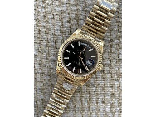 QP공장 롤렉스 데이데이트40 옐로우골드 텅스텐 블랙다이얼 스틸브레이슬릿 208~211g로