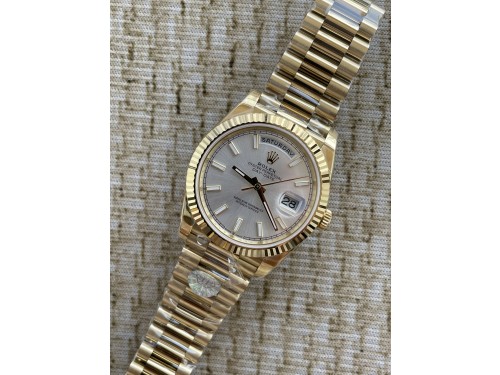 QP공장 롤렉스 데이데이트40 옐로우골드 텅스텐 실버다이얼 스틸브레이슬릿 208~211g로