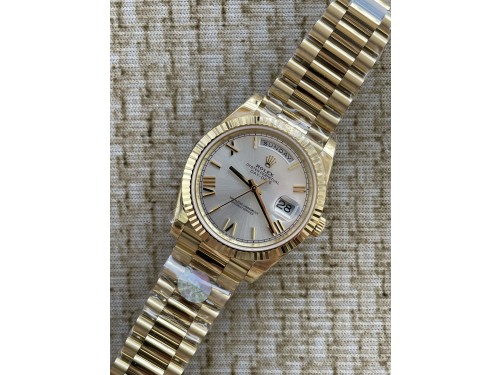 QP공장 롤렉스 데이데이트40 옐로우골드 텅스텐 실버로만다이얼 스틸브레이슬릿 208~211g로