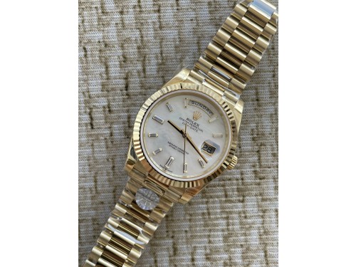 QP공장 롤렉스 데이데이트40 옐로우골드 텅스텐 자개바게트다이얼 스틸브레이슬릿 208~211g로