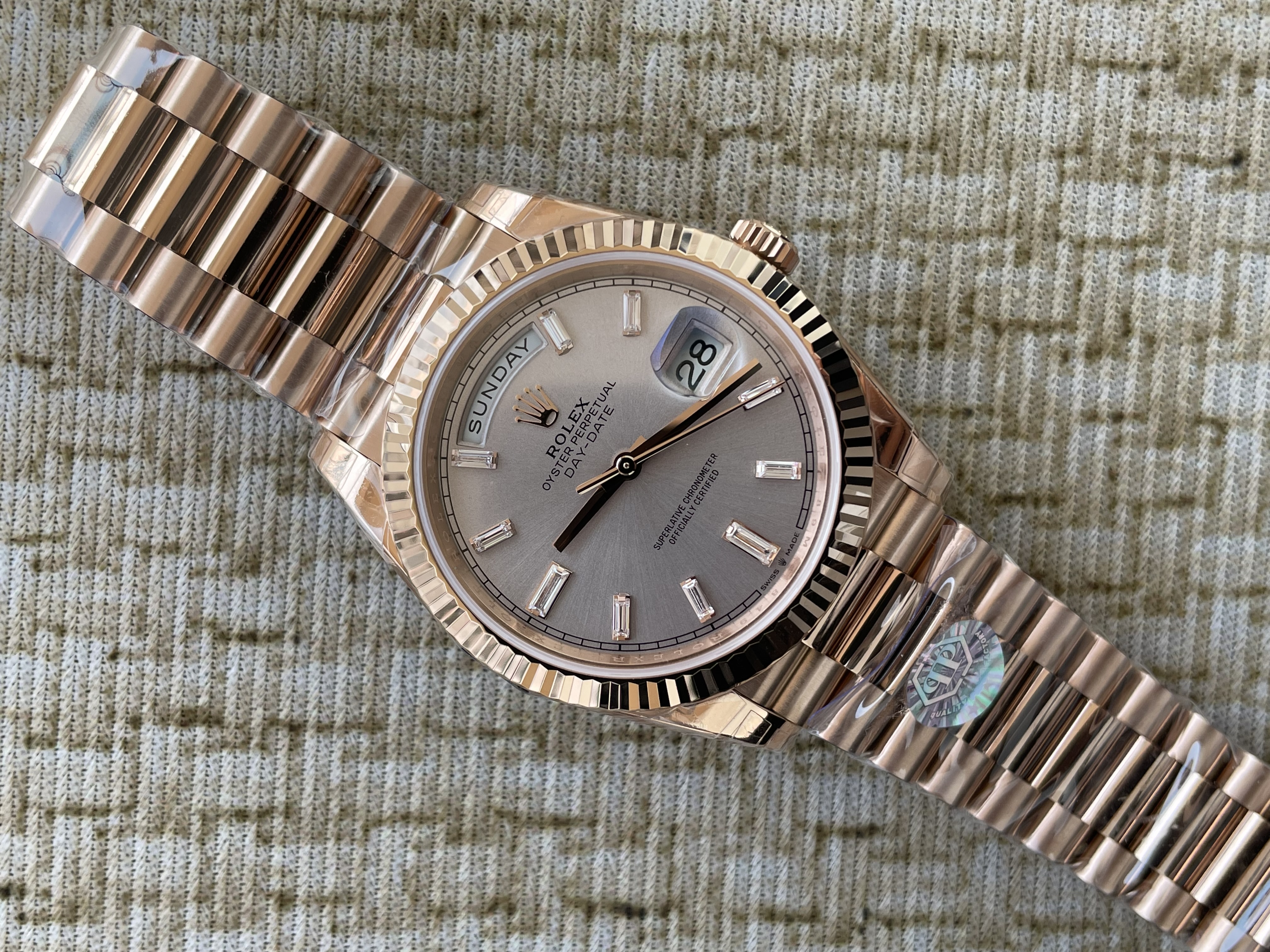QP공장 롤렉스 데이데이트40 로즈골드 텅스텐 로골바게트다이얼 스틸브레이슬릿 208~211g로