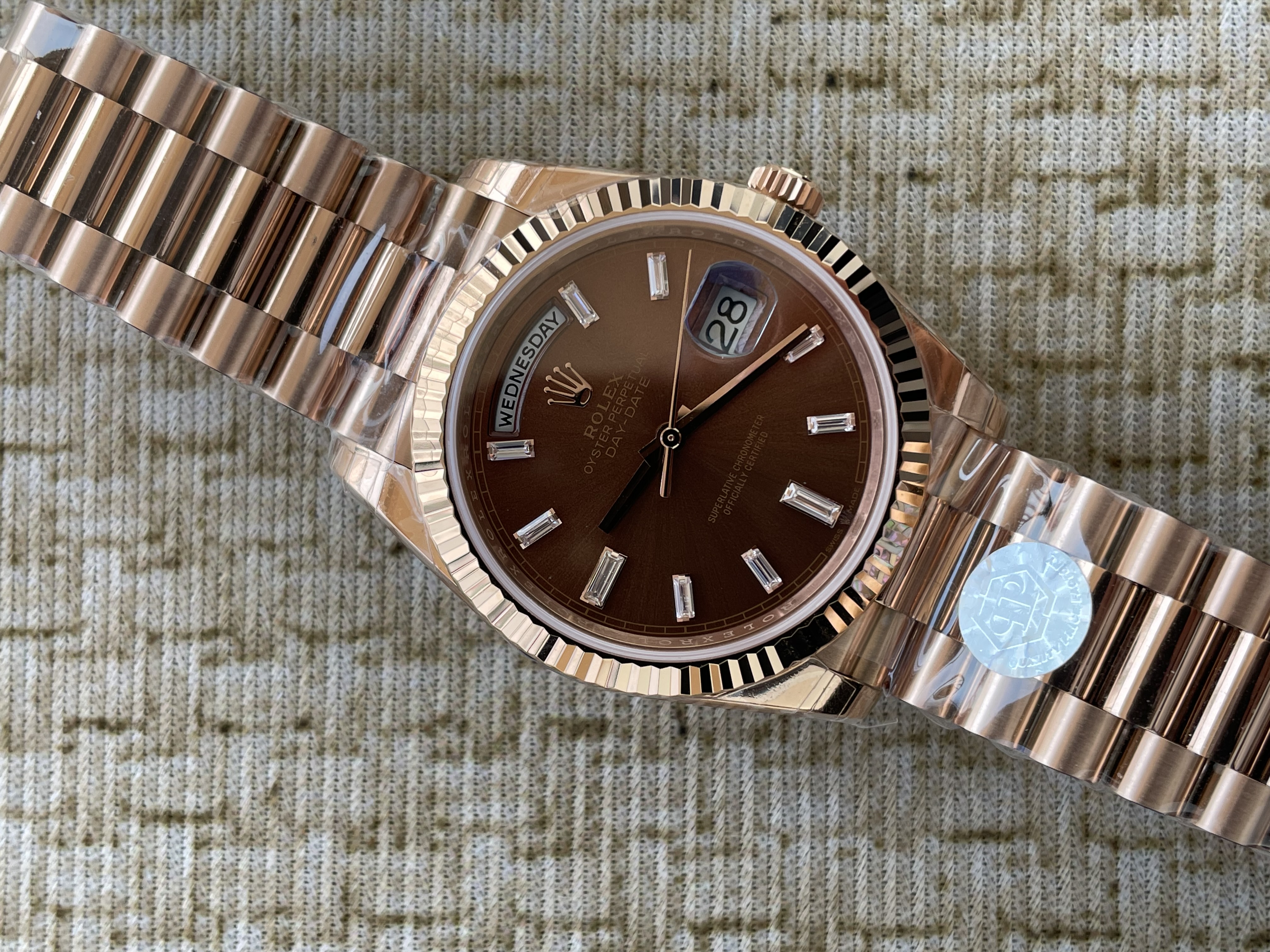 QP공장 롤렉스 데이데이트40 로즈골드 텅스텐 브라운바게트다이얼 
