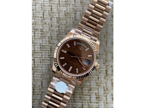 QP공장 롤렉스 데이데이트40 로즈골드 텅스텐 브라운바게트다이얼 