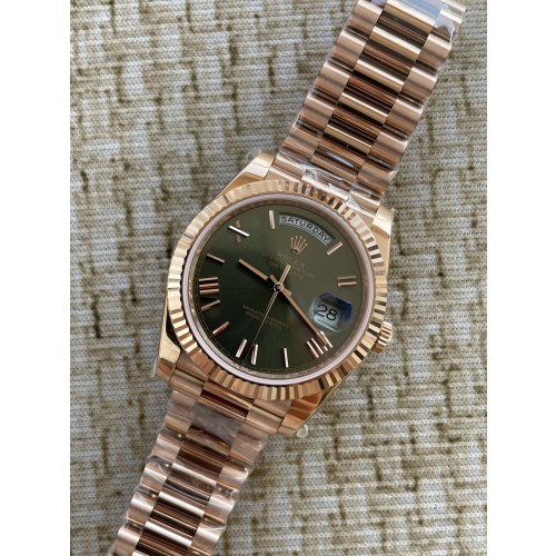 QP공장 롤렉스 데이데이트40 로즈골드 텅스텐 그린로만다이얼 