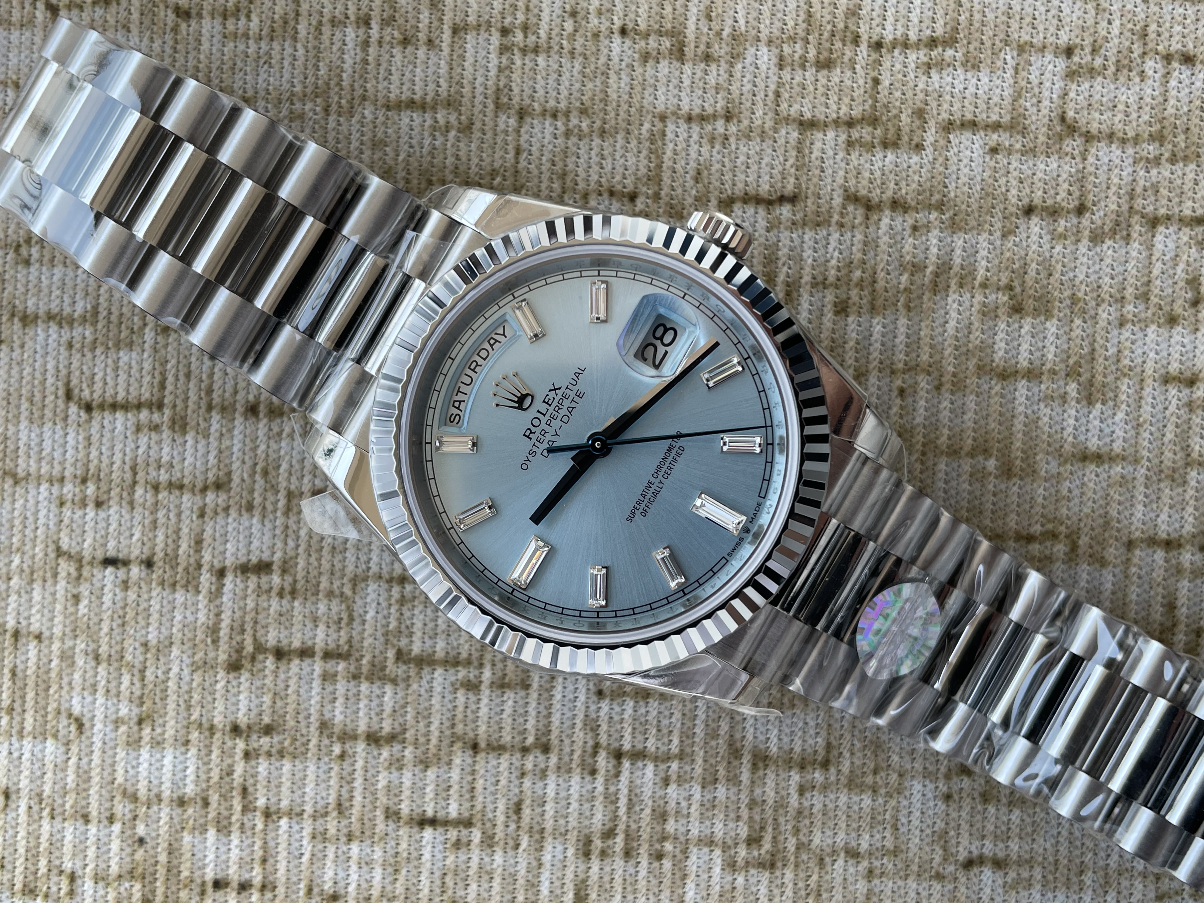 QP공장 롤렉스 데이데이트40 텅스텐 아이스블루바게트다이얼 