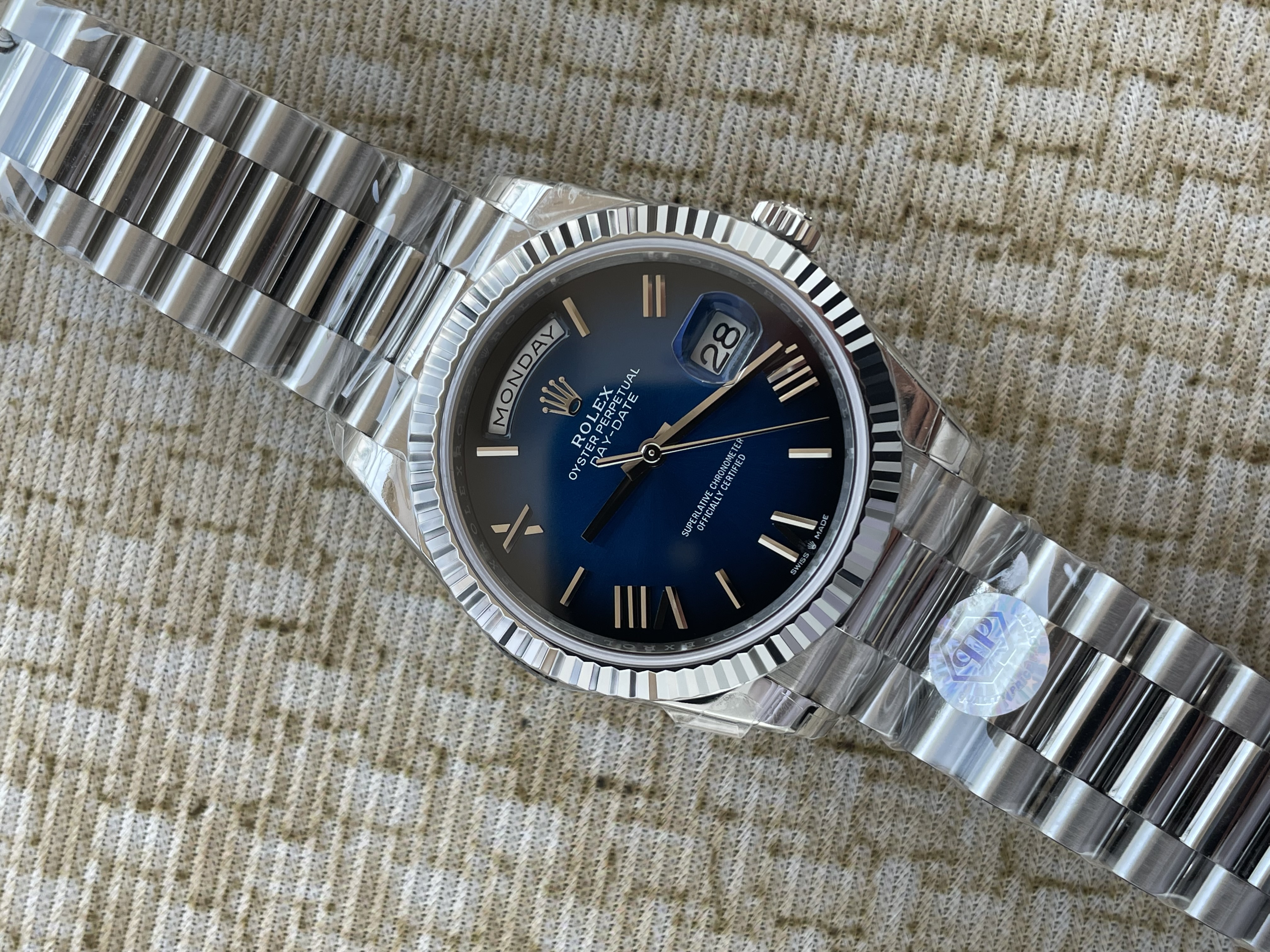 QP공장 롤렉스 데이데이트40 텅스텐 블루옴브레로만다이얼 