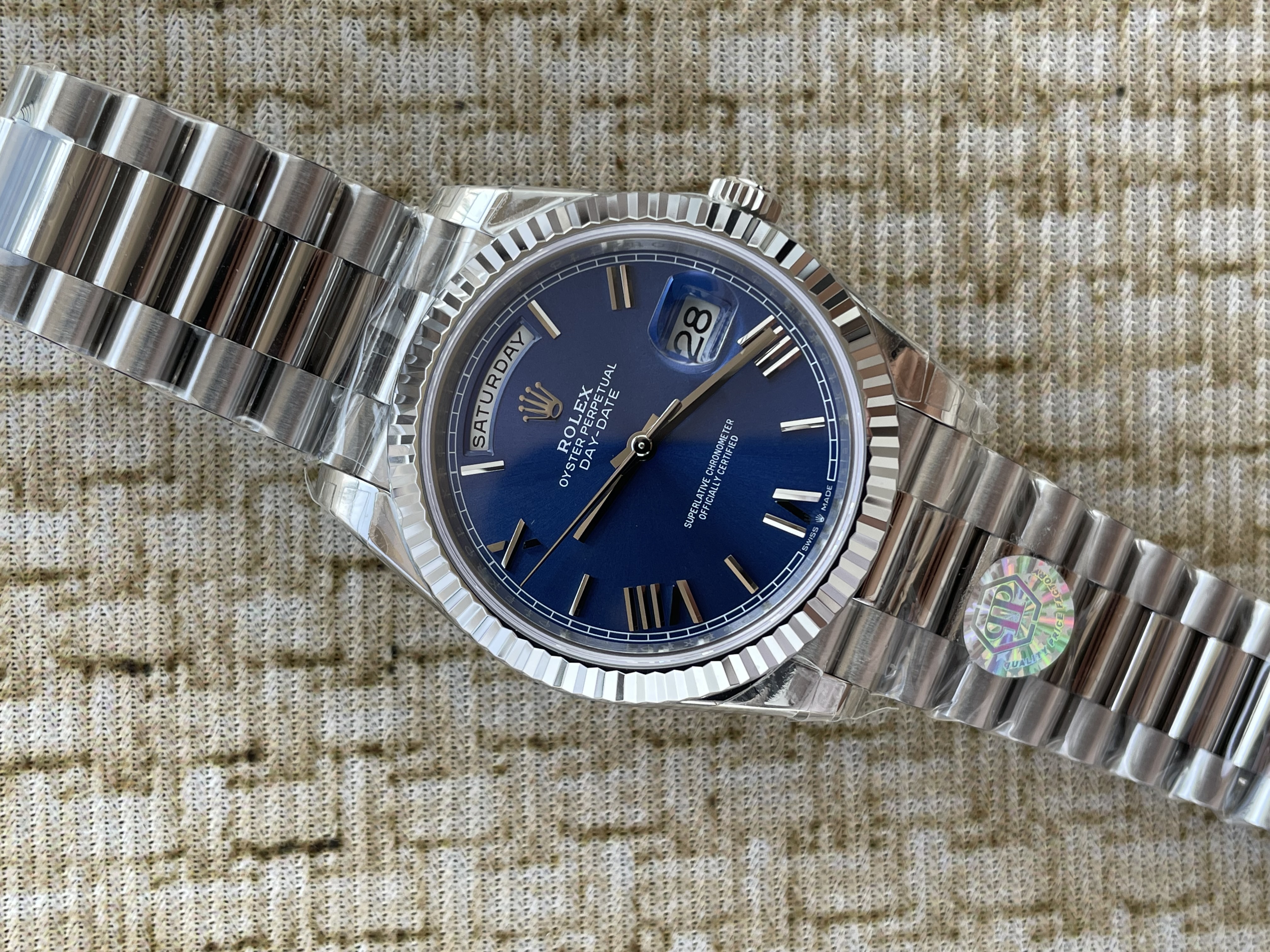 QP공장 롤렉스 데이데이트40 텅스텐 블루로만다이얼 